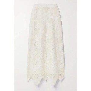 Last Chance! New Sea NY Dalia Guipure Cotton Blend Lace Midi Skirt Ivory 6 $425